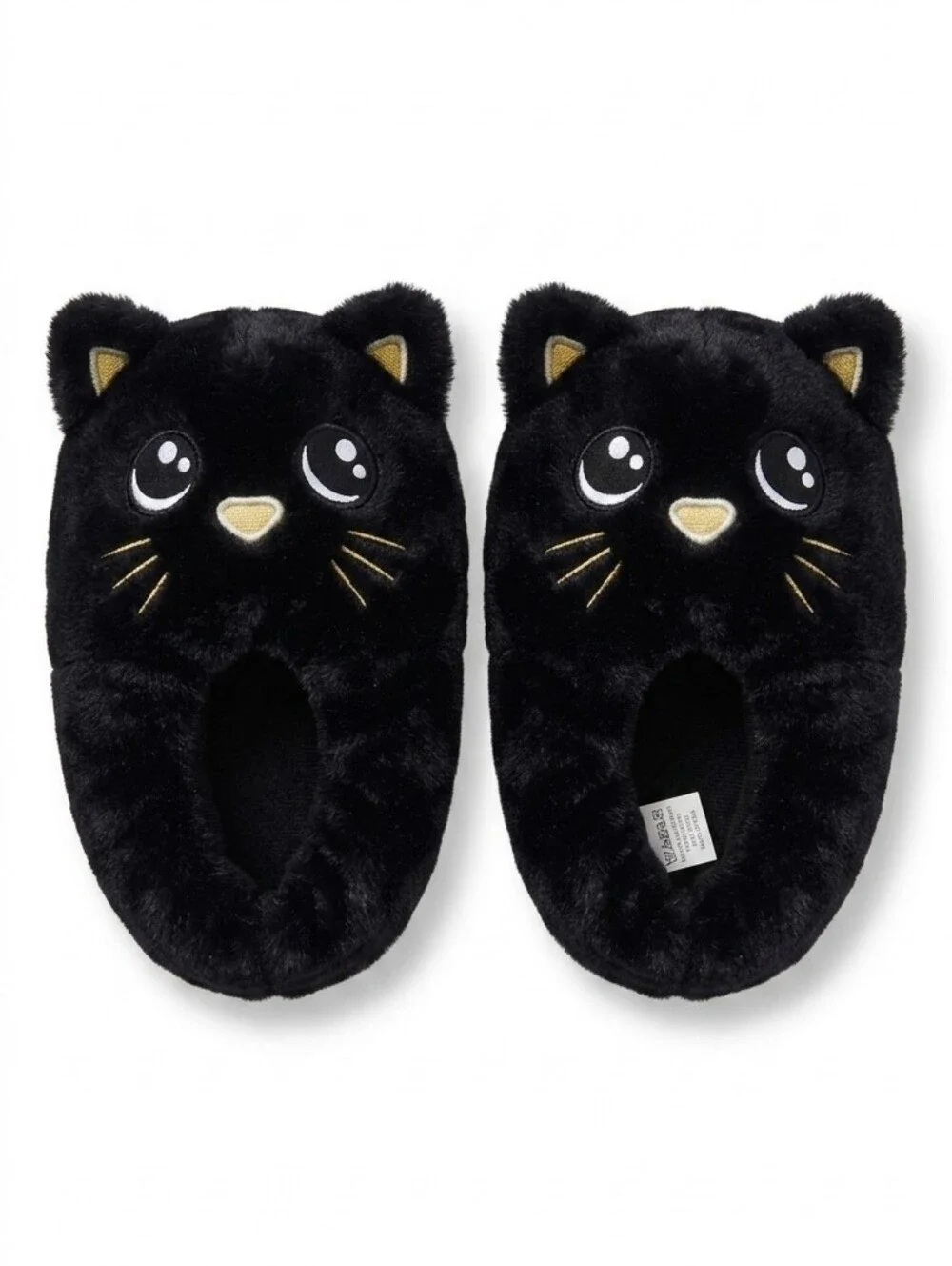🦦5/$10🦦Black Cat Plush Slippers Kids Size XS Soft Fuzzy Animal House ShoesKeep